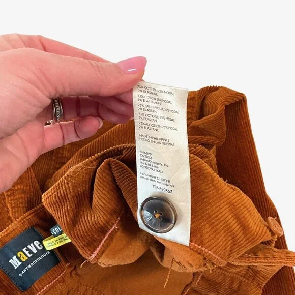 Maeve The Colette Corduroy Pants Womens 29P Orange Cropped Wide Leg Petite - Picture 7 of 10